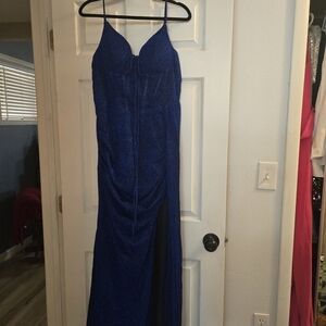 Elegant Glittery Blue-black Spaghetti Strap Dress